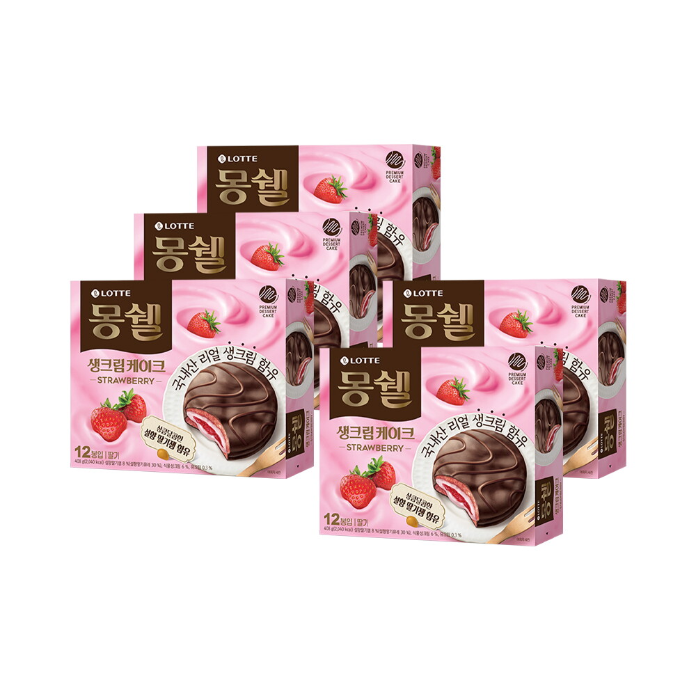롯데웰푸드 롯데웰푸드 몽쉘 생크림케이크 딸기 408g x 5개