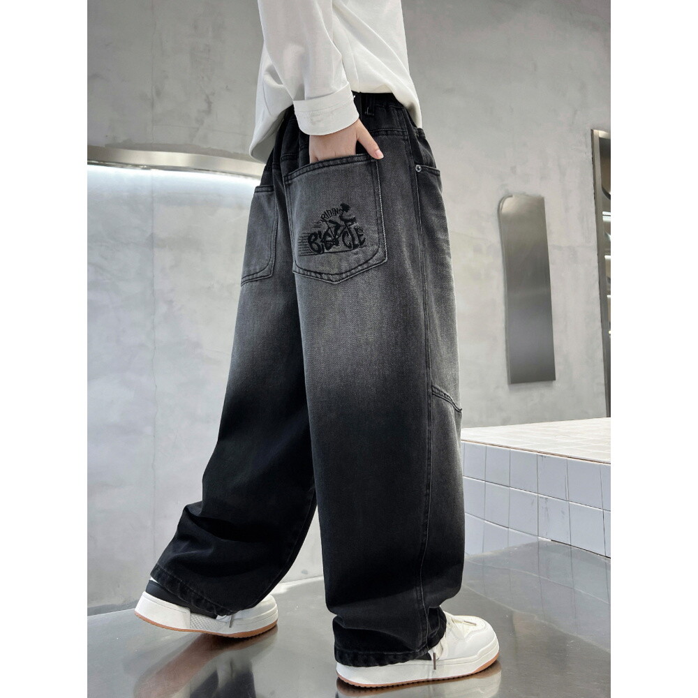 아이옷샵(마리오몰) 베이직 와이드 블랙 워싱 데님 팬츠 R21174