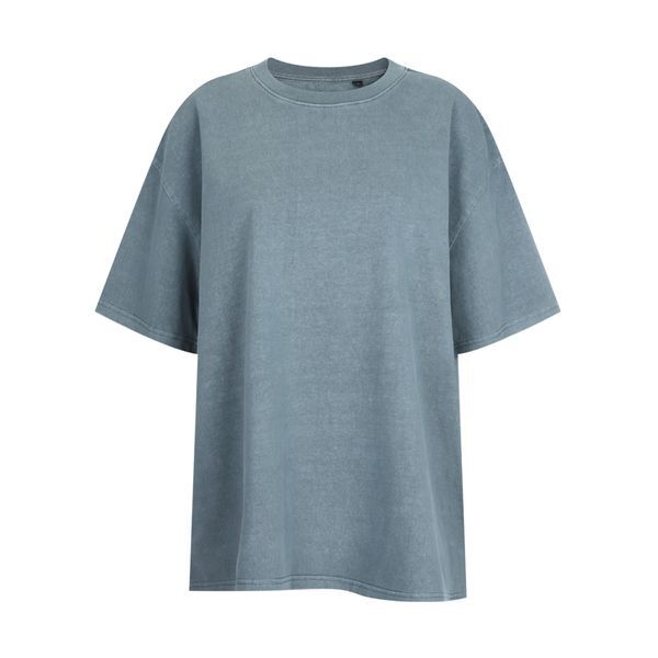 마미스클로젯 [하프클럽/샵앤]여성 라운드 빈티지 피그먼트 여름 루즈핏 반팔 티셔츠 INT-WSH-21172-청록