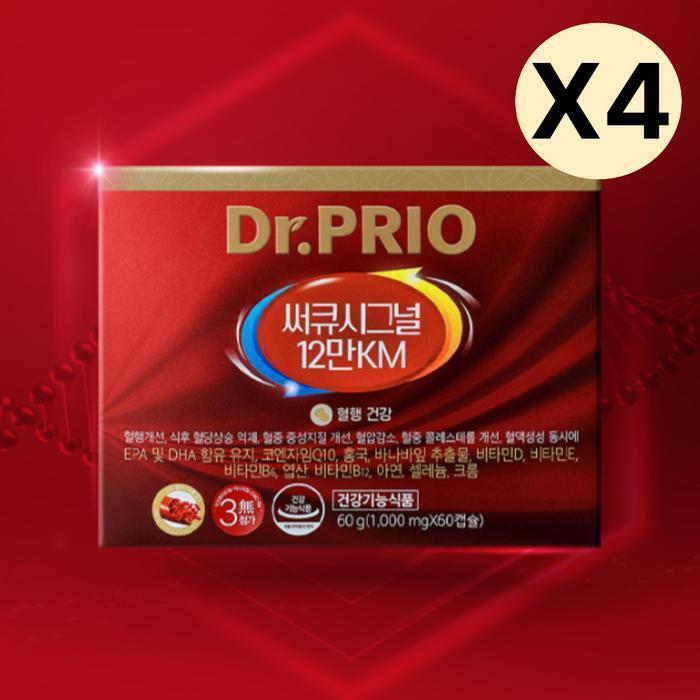 엠에스바이오텍(주) 셀러허브 식품 닥터프리오 써큐시그널 12만KM 코엔자임Q10 60캡슐 X4