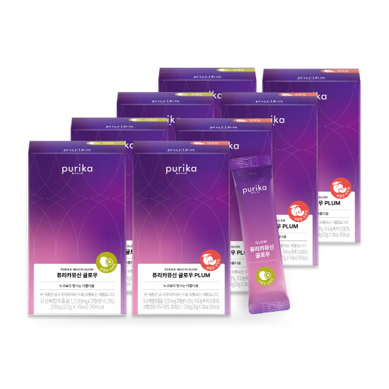[퓨리카뮤신]3.[8박스]뮤신 글로우 콜라겐 젤리 키위맛 4박스+자두맛 4박스 (1박스: 20g X 10포)