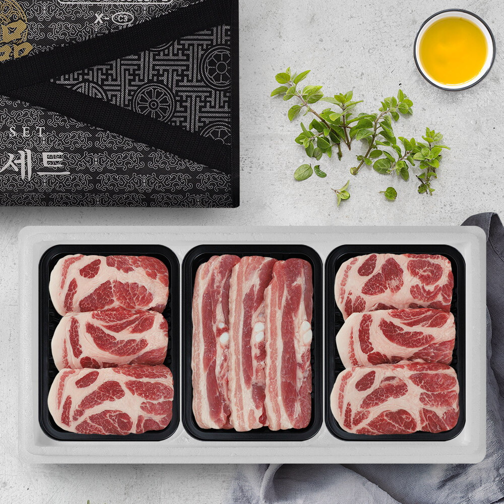 동심푸드 인정에프앤비 보성녹돈 한돈 돈육구이 세트 1.2kg (삼겹살목살)