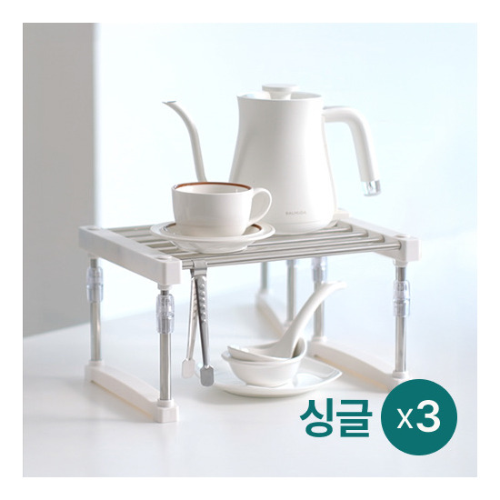 [포티니][싱글] 포티니 만능 선반 3개 세트 / 위아래 29cm 좌우60cm 조절 가능