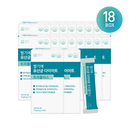 [36주분] 벨기에 유산균 다이어트 트리플러스 (5.5g x 14포 x 18박스)