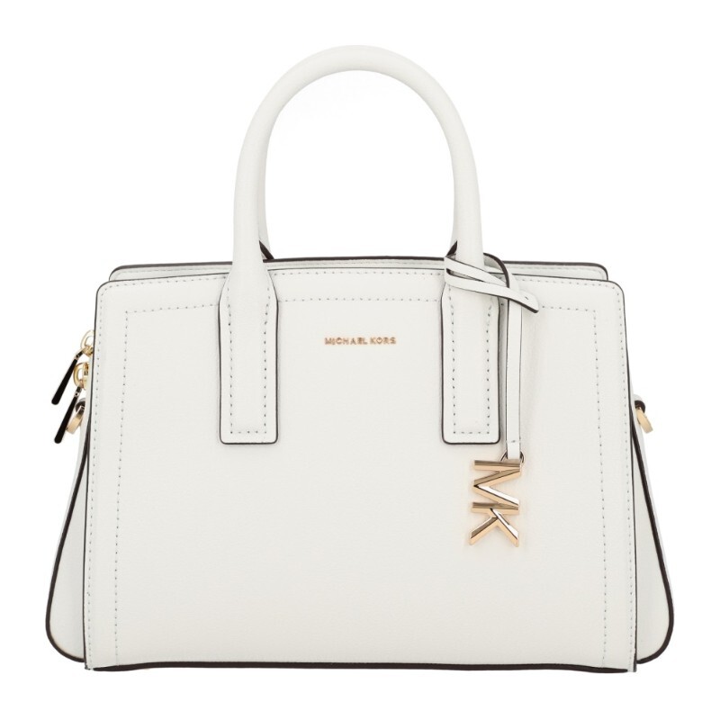 마이클코어스 마이클코어스 로고 참 스무스 가죽 더블 탑 핸들 토트백 30S5G9IS1L 085OPTICWHITE