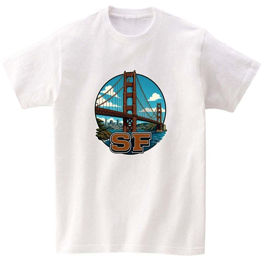 알티피아 반팔티 남녀공용 랜드마크 the Golden Gate Bridge 리얼 아트 AI 생성이미지