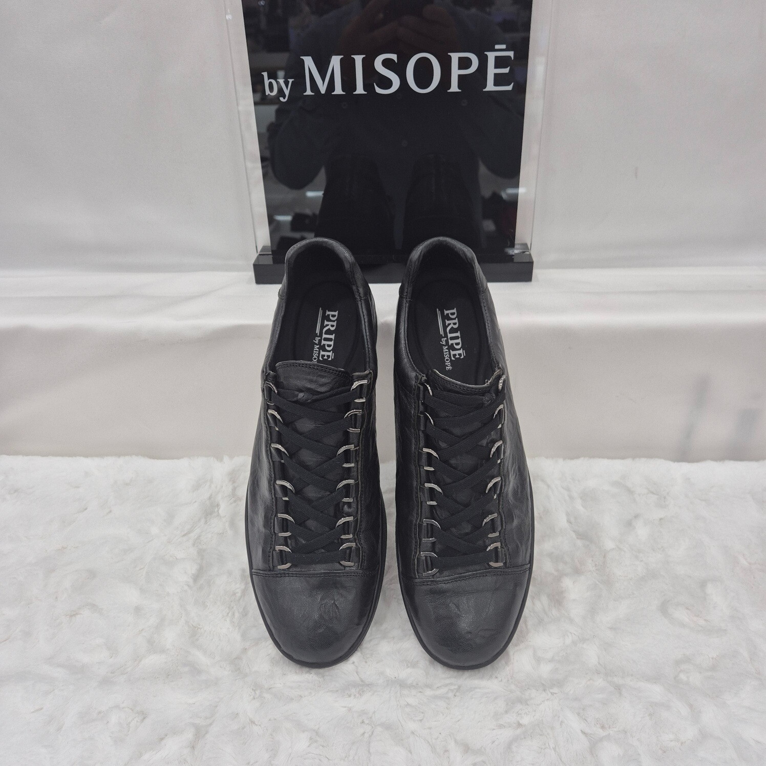 (주)이앤와이콜렉션 미소페 (패플) [미소페]By미소페 남성 와이드 핏 스니커즈 121HH830GP012 BLACK 1_JJ