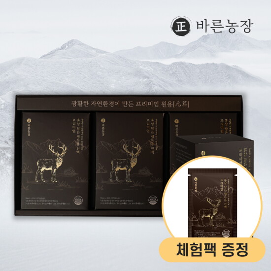 [바른농장]바른농장 홍삼 담은 생 녹용 진액 프리미엄 1박스(30포) + 체험포 1포