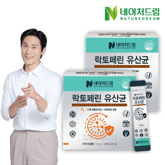 네이처드림 [쇼핑백 증정] 네이처드림 락토페린 유산균 1.5g x 30포 2박스 / 초유단백질