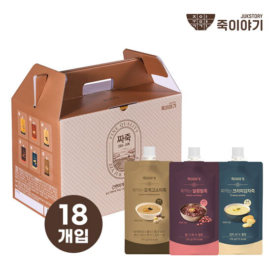 [기타]죽 이야기 짜먹는 죽 3가지맛 선물세트6가지 맛중 3가지 선택(선물상자 패키지 포함)
