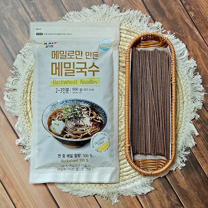 셀러허브 식품 [효자원식품] 메밀로만 만든 메밀국수 4봉 100% 메밀면 냉소바 온메밀국수 비빔 막국수