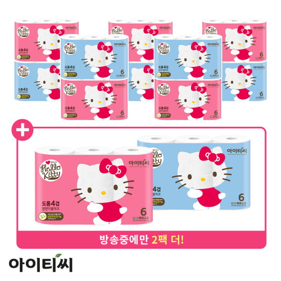 [헬로키티][L.live] 헬로키티 4겹 도톰미니 6롤 x 12팩