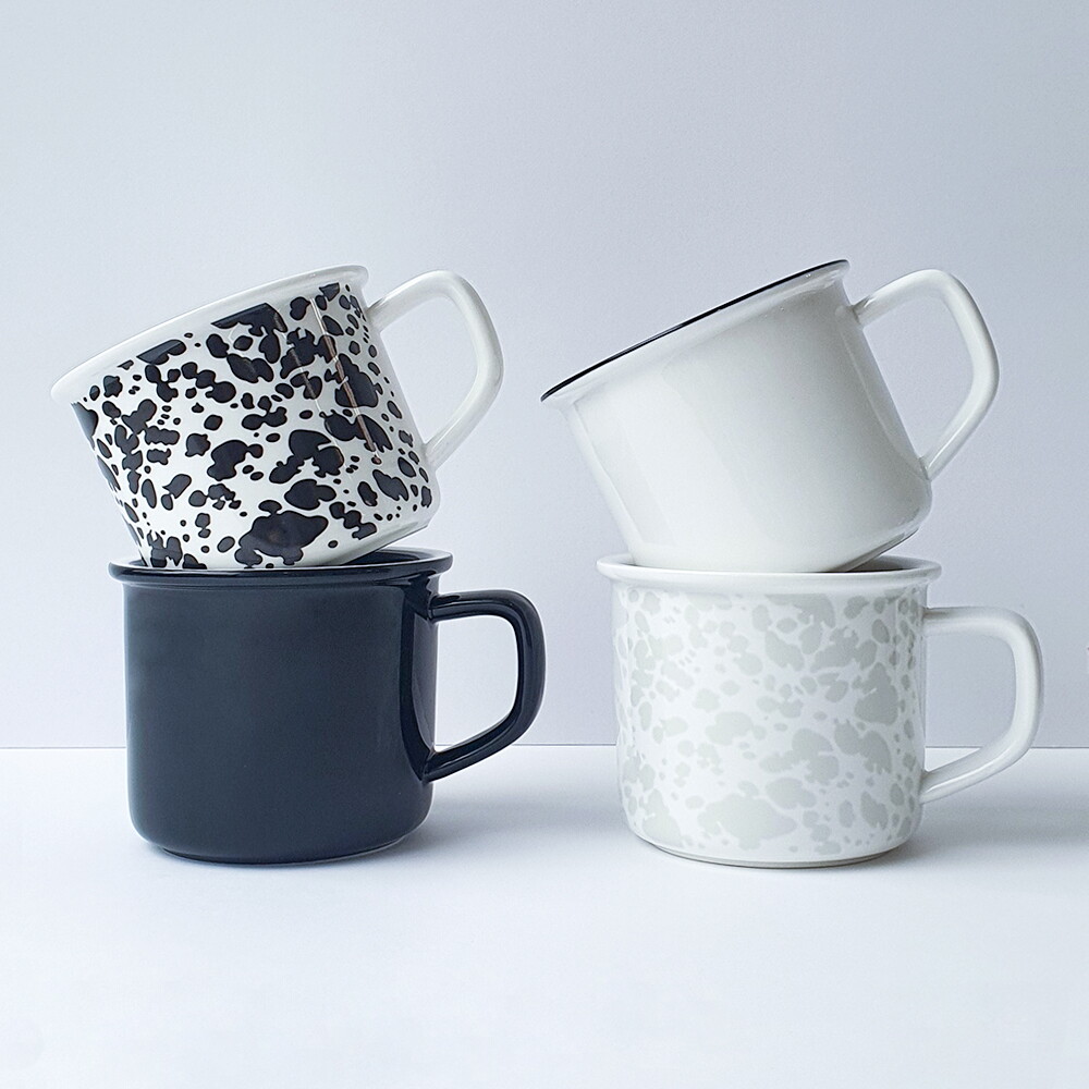 밀양본차이나 [란데르스]에나멜러스 홈카페 도자기 모던 머그컵 4종, 택1