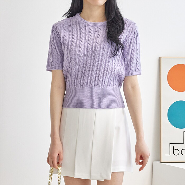 올리비에클로짓(OLIVIERs CLOSET) [한정수량/특가][올리비에스클로젯] 꽈배기 셔링 크롭 니트_O2403KN046B_H