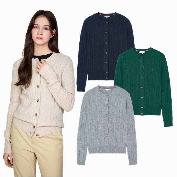타미힐피거- [공식] [타미힐피거] 소프트 울 케이블 가디건 4종 택1 (T22E7KCD071WT2)