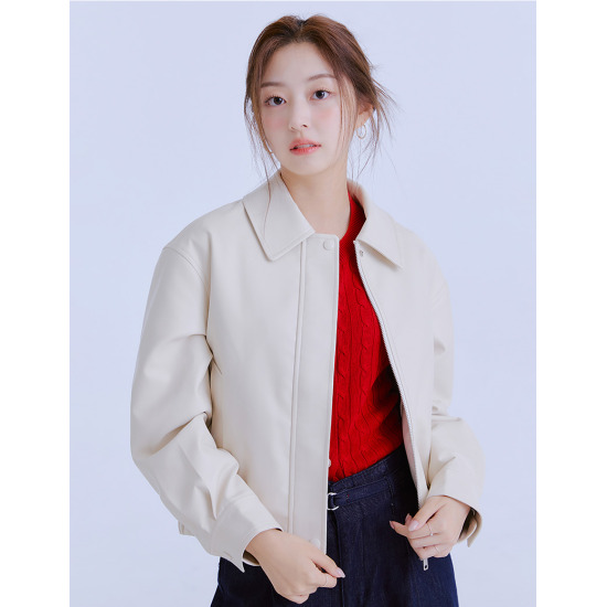 [로엠]블루종 페이크 레더 자켓 RMJKE49R98