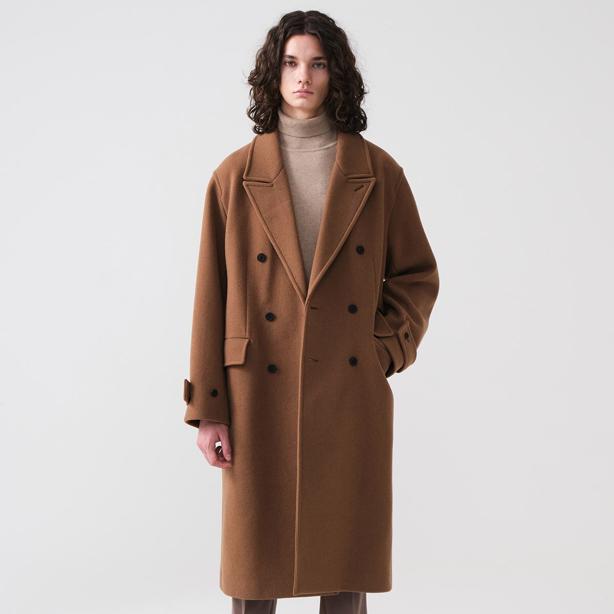 (주)에스티오 에스티코(공식) 더블 브레스티드 WOOL 코트_브라운 (오버핏)_SCTUD74OSH