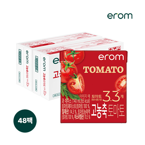 [이롬]★소비기한 임박특가★[2026-06-29까지][48팩]이롬 고농축 토마토 (140ml x 24팩 x 2박스)