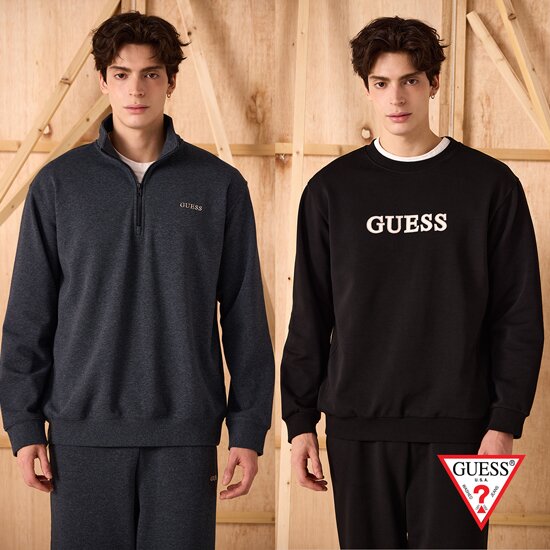 [게스 언더웨어] 26FW 게스 GUESS 남성 기모 셋업 2세트