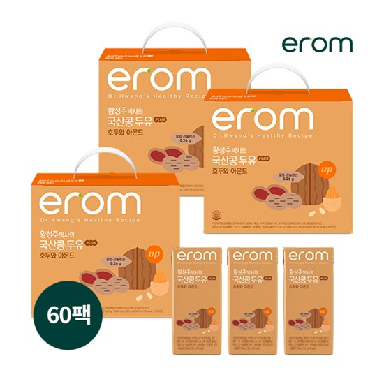 [이롬]★황성주박사의 국산콩두유 PLUS 호두와 아몬드 60팩(190ml x 20팩 x 3박스)