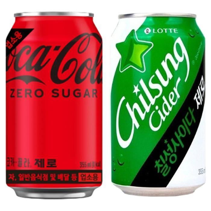셀러허브 식품 코카콜라 제로 355ml24캔+칠성사이다 제로 355ml24캔입