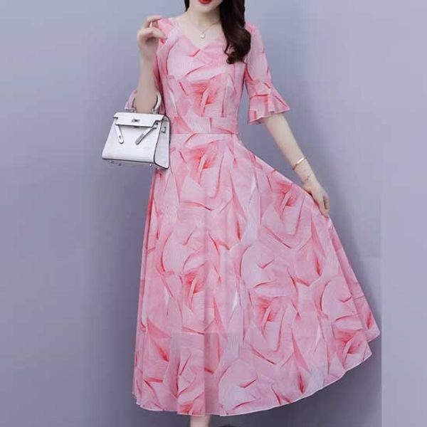 브이너스 [하프클럽/브이너스]유타리아[8032-쉬폰 플라워 롱 원피스