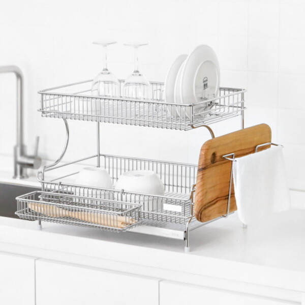 까사마루 [하프클럽/까사마루]로긴 쟁반형 올스텐 싱크대 식기건조대 2단 (풀세트)