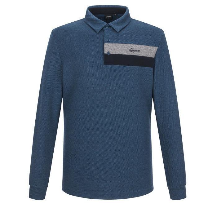 슈페리어골프 슈페리어 세이브존07 남성 배색 티셔츠 남성 겨울 배색 포인트 티셔츠 네이비 IM0EKS40649