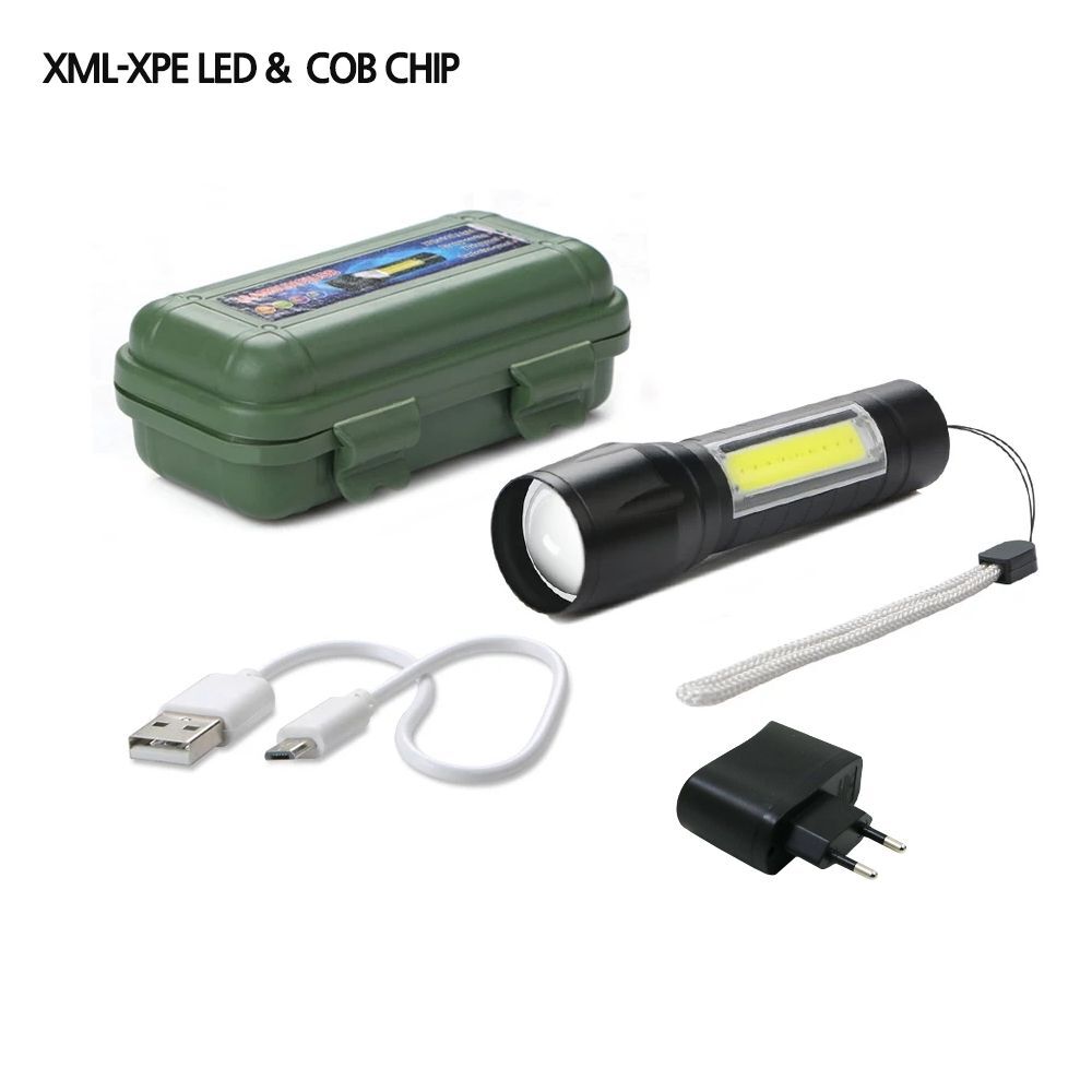 오너클랜 미니 LED 손전등 COB 랜턴 작업등 겸용 줌 라이트 Q5