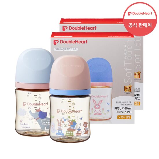 [더블하트][더블하트] 3세대 160ml 디어프렌즈 트윈팩 2개 (젖병4개/노꼭지)