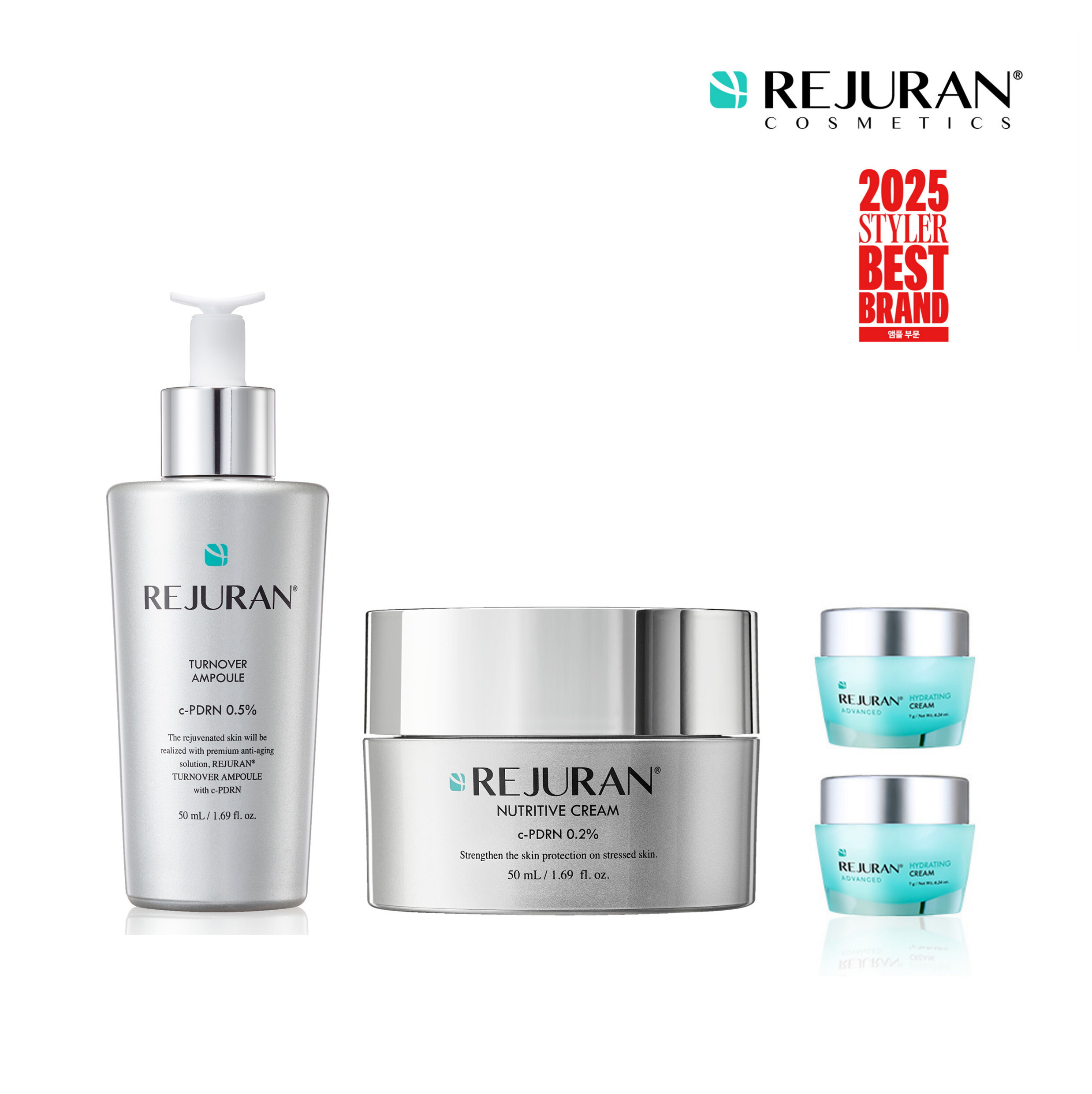 리쥬란 코스메틱 (정가 115000원) 턴오버앰플 50mL 뉴트리티브크림50mL (+하이드레이팅 21g)