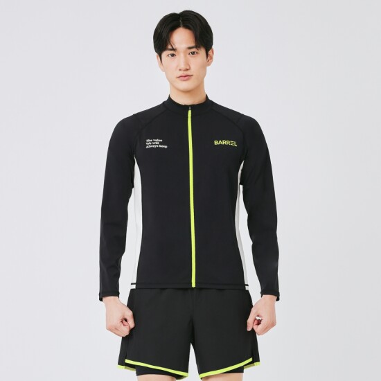 [배럴][배럴] 맨 바이브 릴렉스핏 집업 래쉬가드 블랙 (B3SMWZR004BLK)