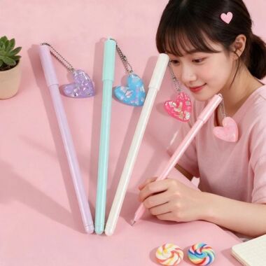ハートジェルペンニュートラルペンサインペン学生筆記用品日記飾り事務用品学習用フレーズ4p