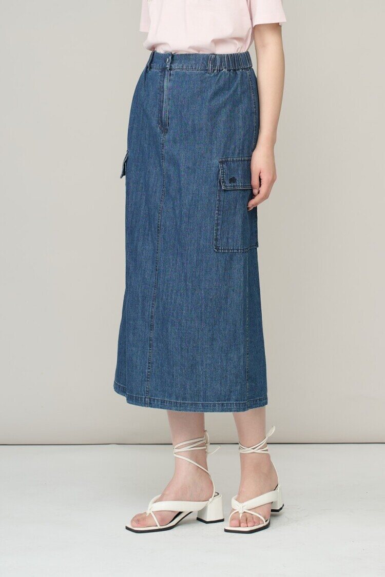 비씨비쥐 [BCBG][올앤선드리] 데님 PK 스커트 A6M4S278_DG