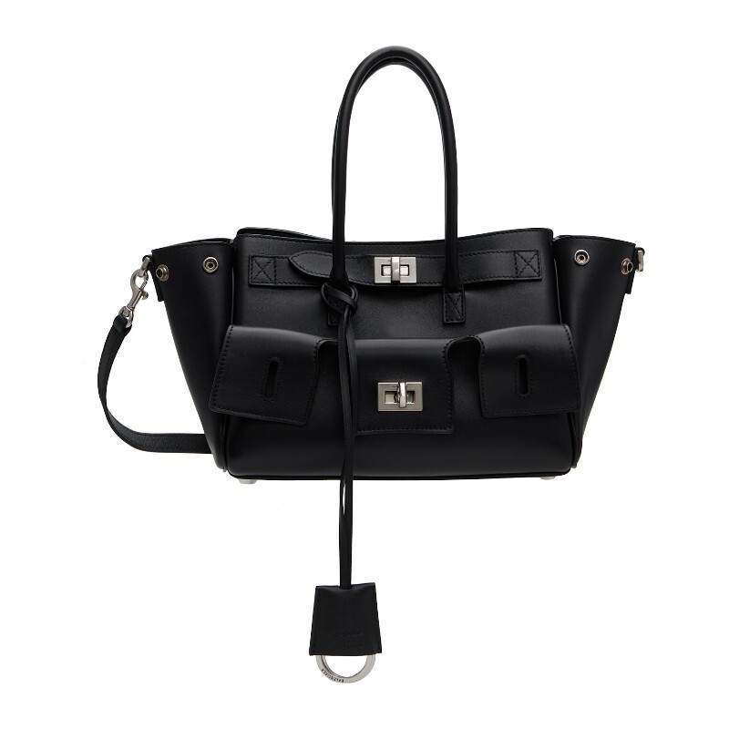 발렌시아가 발렌시아가 블랙 미니 벨 에어 캐리 올 핸드백 835732-2ABAW 1000-Black