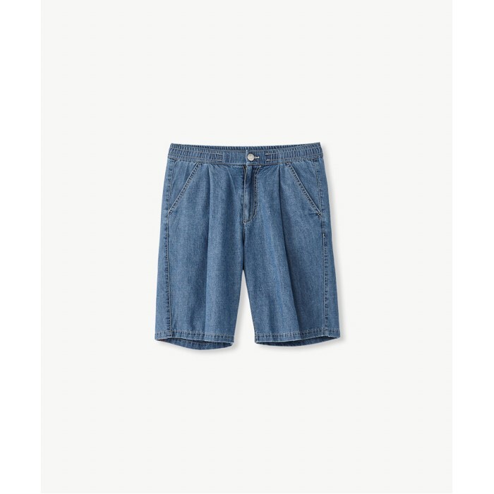 디엠스 [DIEMS]데님 밴딩 셋업 하프팬츠_블루 (와이드핏)-LBMQV10782B