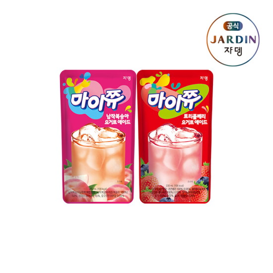 [쟈뎅][소비기한26/08/02][쟈뎅] 마이쮸 요거트 에이드 230ml 2종 (납작복숭아/트리플베리)