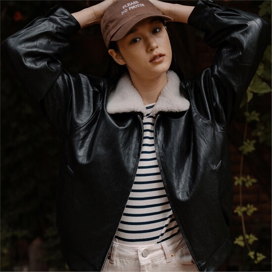 [블랭크공삼][블랭크03] padded leather blouson jacket (black)