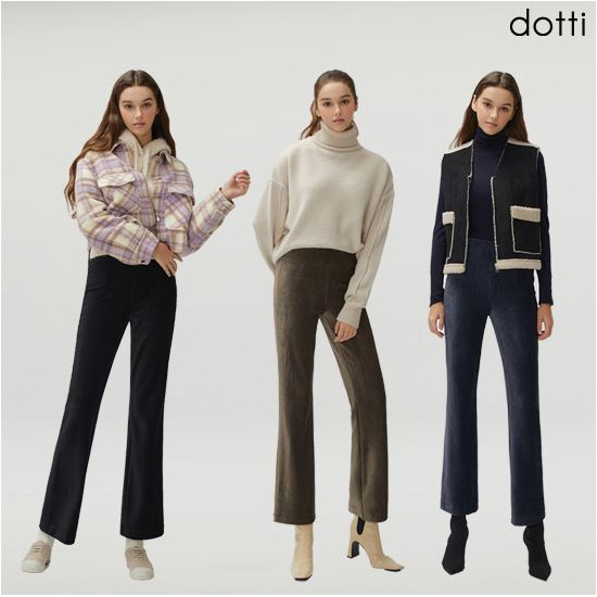 [DOTTI]여성 벨벳 코듀로이 세미 와이드 팬츠 3종