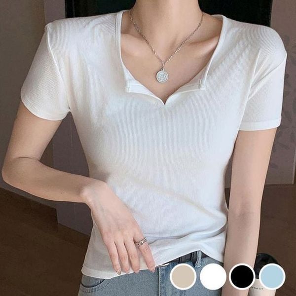 알티피아 알티피아 [하프클럽/알티피아]올데이 걸스 세련된 립텍스타일 반오픈 핏감좋은 시즌 하프티 티탑