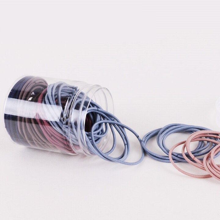 갓샵 대용량 무매듭 머리 고무줄 머리끈 세트 2.0mm+원통케이스S [매듭없는 무팁 노팁 예쁜 헤어끈 기본 헤어링]