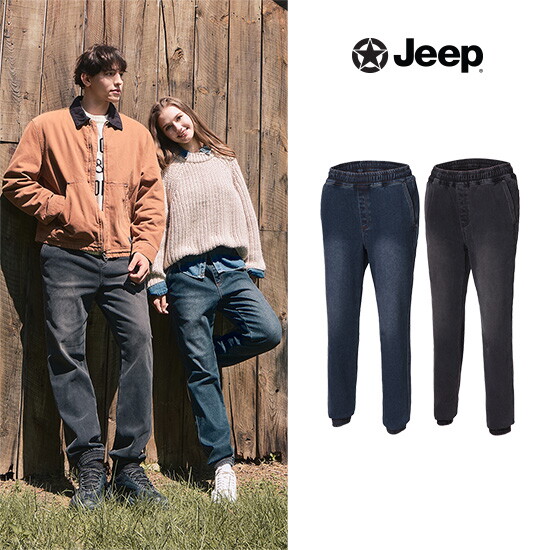 [지프]○ Jeep 25FW 남녀공용 레귤러핏 데님 기모 조거팬츠 2종