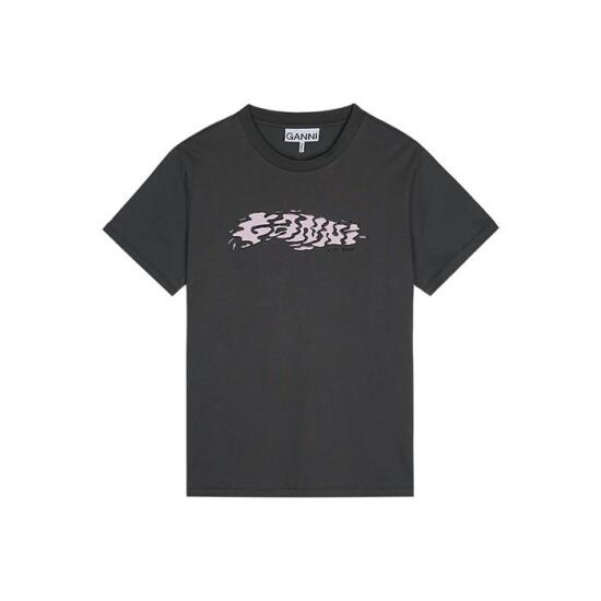 [가니]가니 여성 퓨처 로고 릴렉스핏 반팔 티셔츠 화이트 그레이 T3888-490