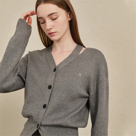 [누브][10/30 예약배송][누브] V-Neck Cut Out Cardigan - M. Gray