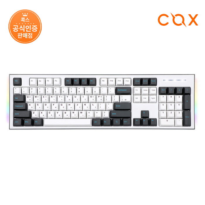 콕스협력사 콕스 [입점특가] COX CK01 PBT 이색사출 사이드 RGB 기계식 키보드 그레이 화이트