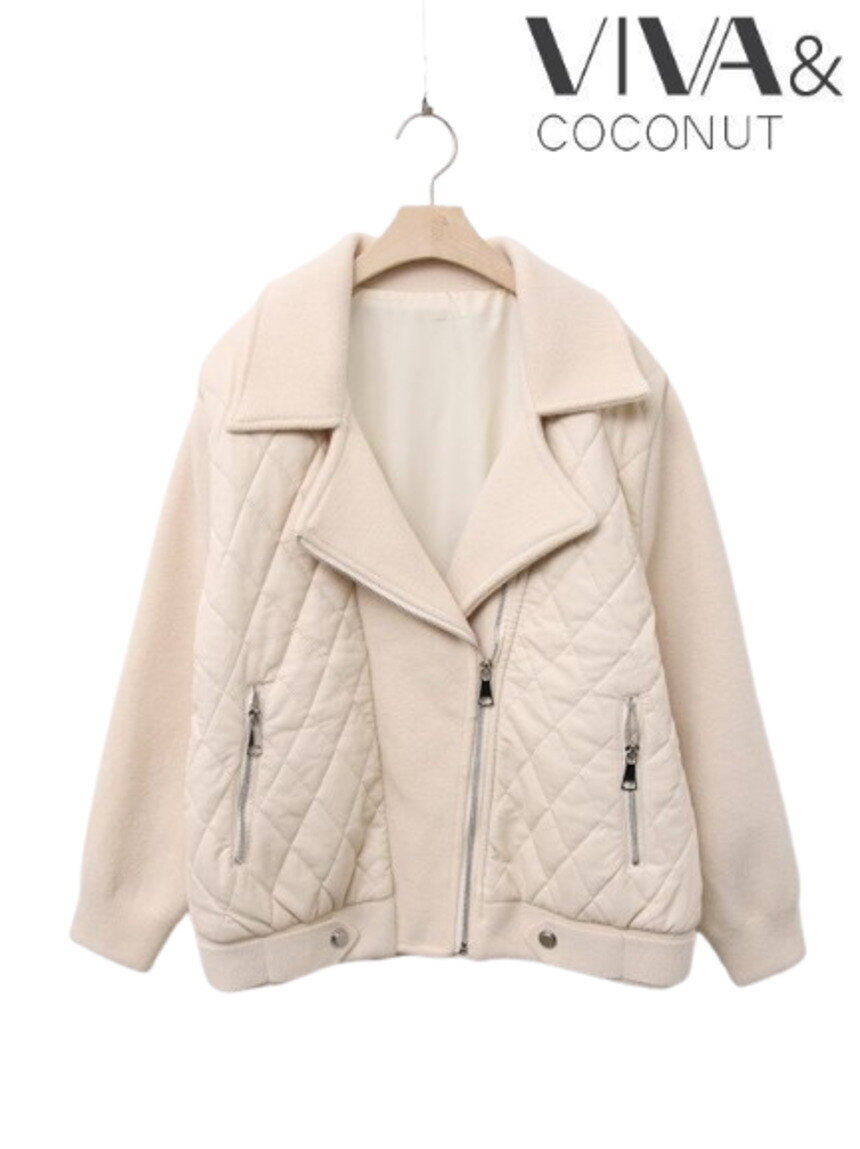 비바앤코코넛 [비바앤코코넛][여성] 누빔 라이더 레더 포켓 자켓 VNDCJK10DB1