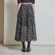 [라이][라이] LIE 레터링 패턴 더블 레이어 스커트 블랙
