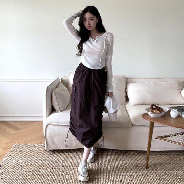 아트박스 아트박스/옷자락 여자 슬림핏 가을 스판 홍대룩 티셔츠