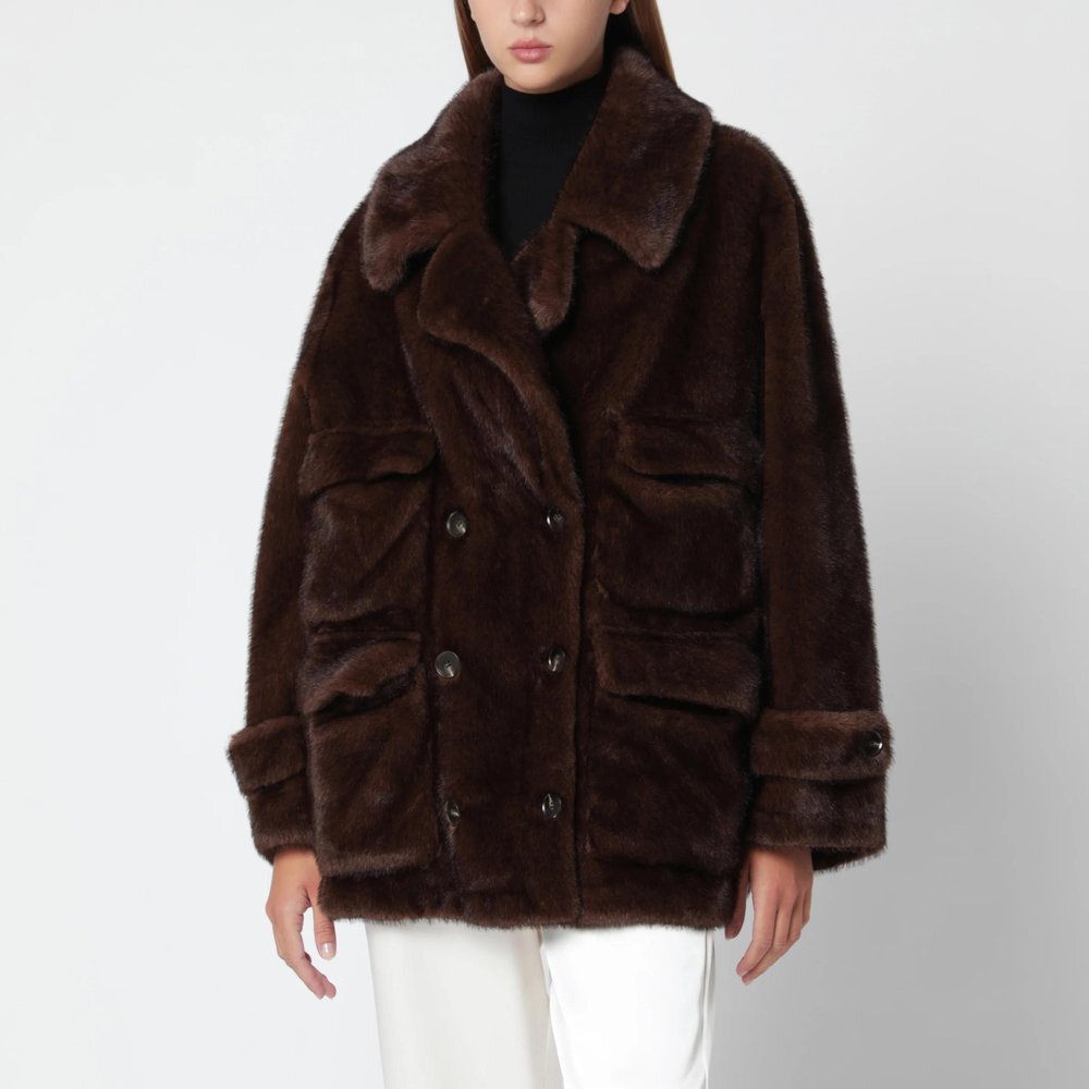 스워드 6644 기타 26 F/W 스워드 6644 다크 브라운 더블브레스티드 페이크 퍼 코트 9141EKO-MI2 B0052315221