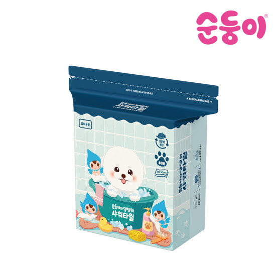 [순둥이][순둥이]생분해원단 댕댕이 일회용 펫타월 80매 1팩/1DGT